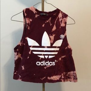 Adidas crop tank top bleach dye